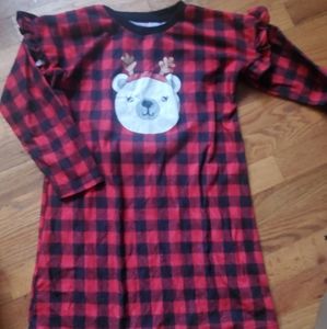 Cuddl Duds Jammies for Your Families Red Plaid Nightgown 7-8 Little Bear